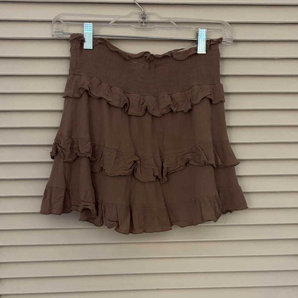 Altar’d State Brown Ruffled Mini Skirt